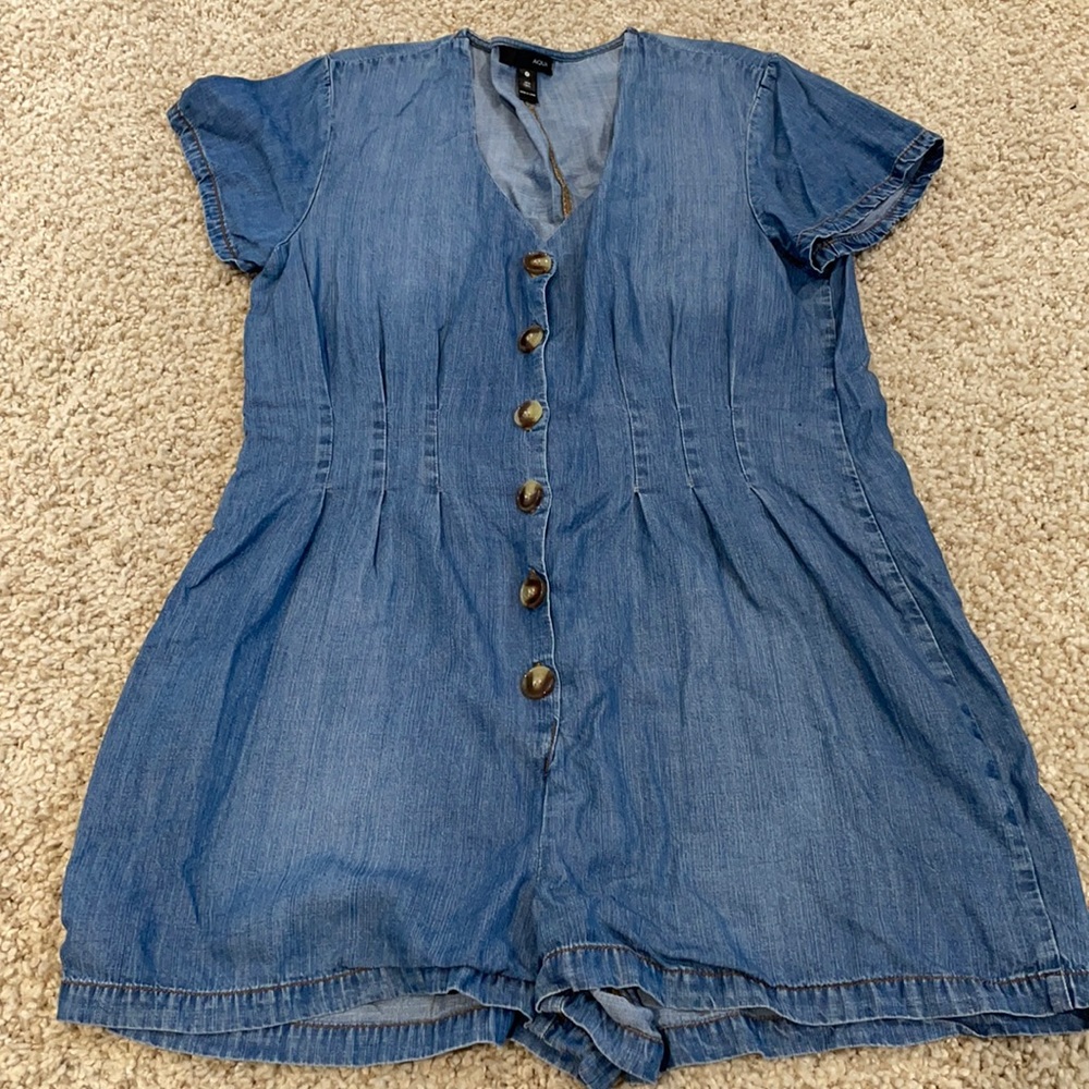 Aqua Denim Romper
